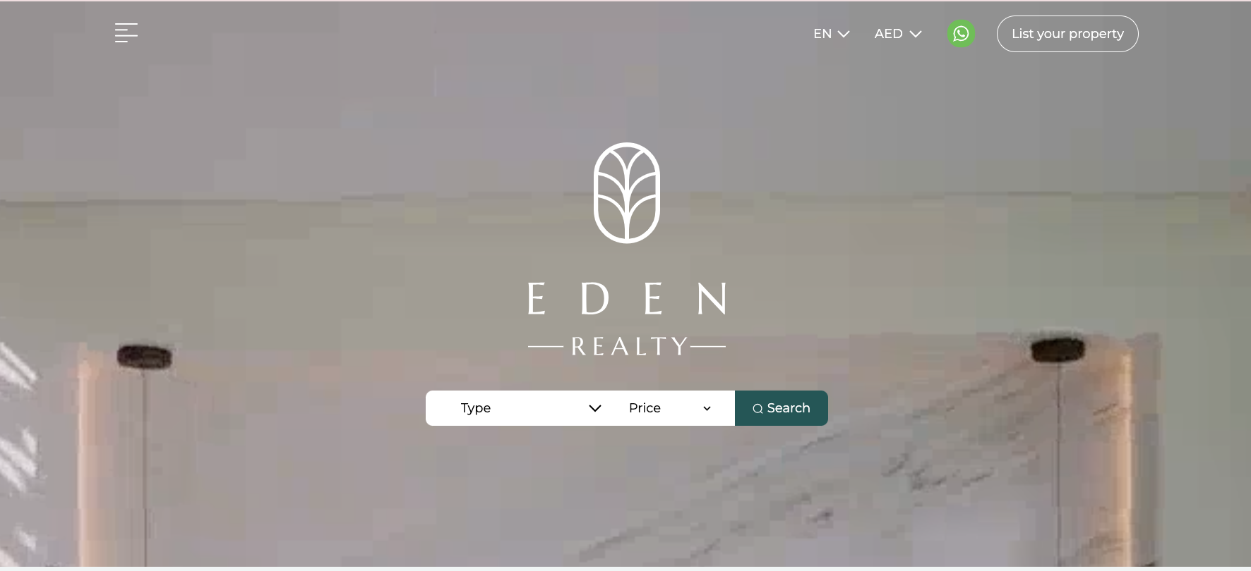 the Eden Realty website homepage